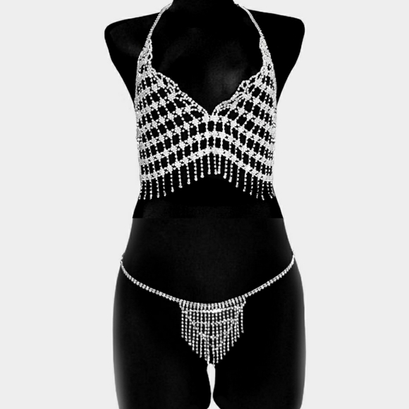 Rhinestone Sequin Bra and Underwear